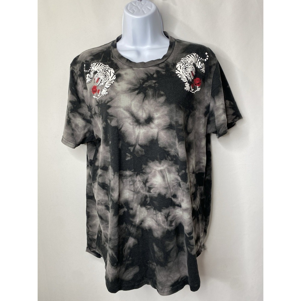 Hollister Womens Tie Dye Shirt Size Large Y2K Tiger Rose Street Wear Skater Girl